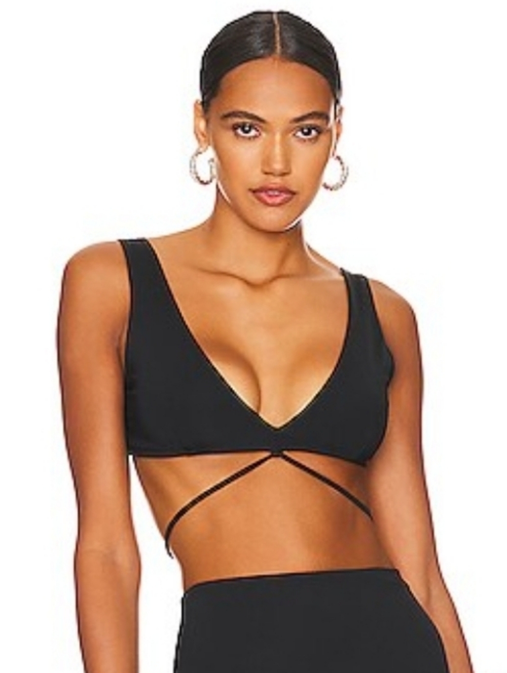 Bardot Bralette Top with Tie Black sz M